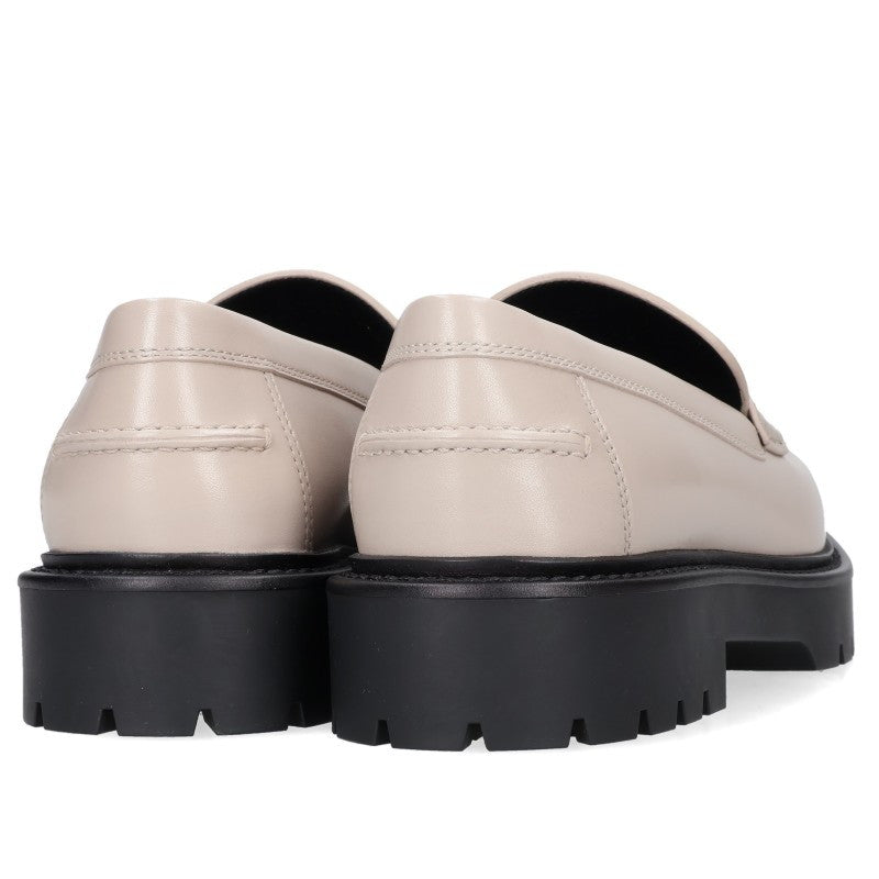 Hermes Clemence Leather Moccasin Loafers Beige Size 38