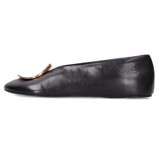 JILSANDER Leather Ballet Flats Black Gold Size 37