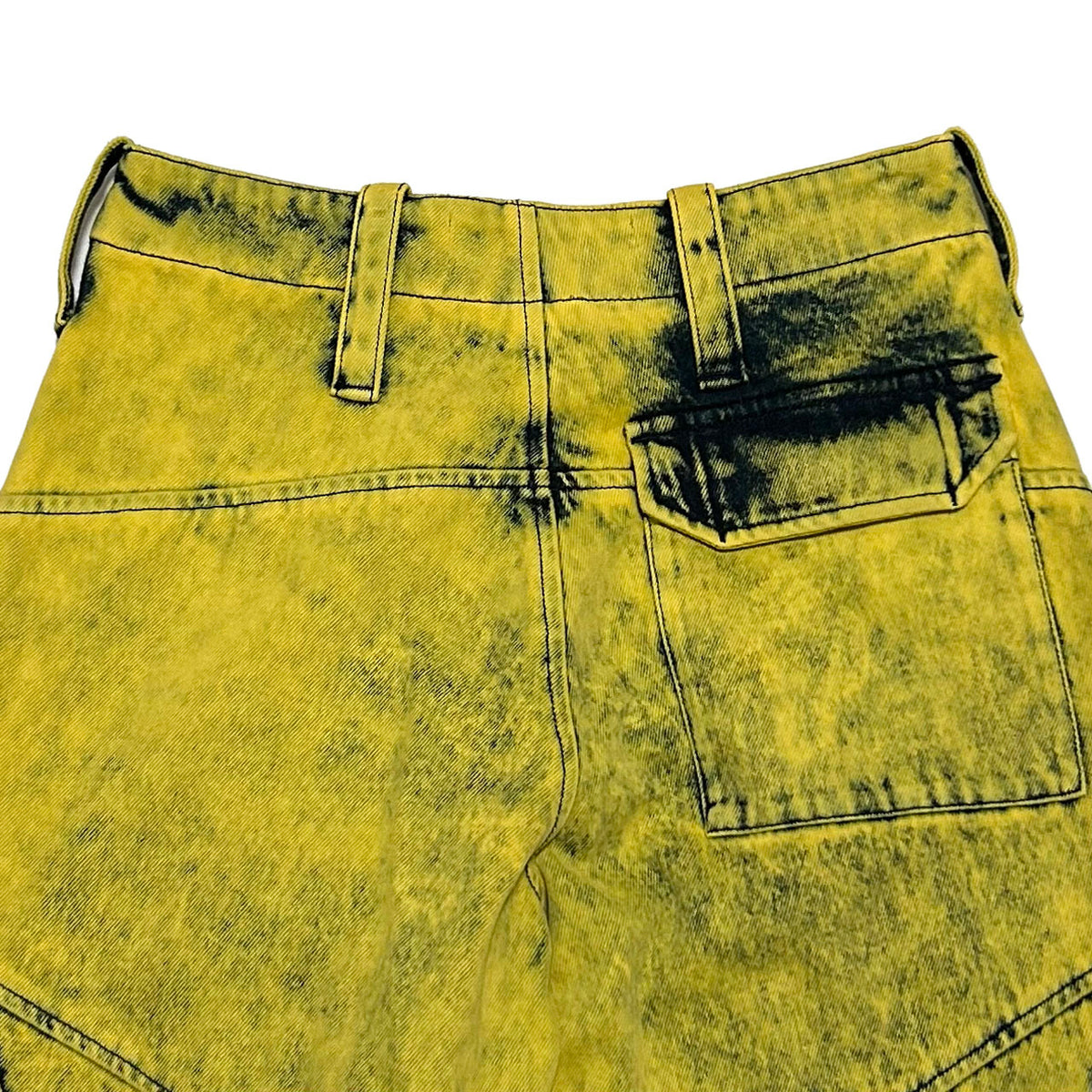 MARQUES ALMEIDA AW20 Acid Washed Cotton Pants Yellow Size S