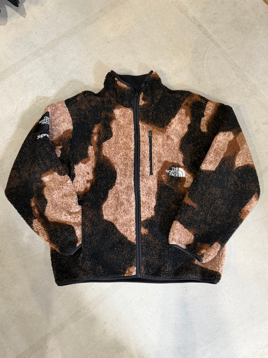 Supreme TNF Bleached Denim Fleece Jacket Black Size L