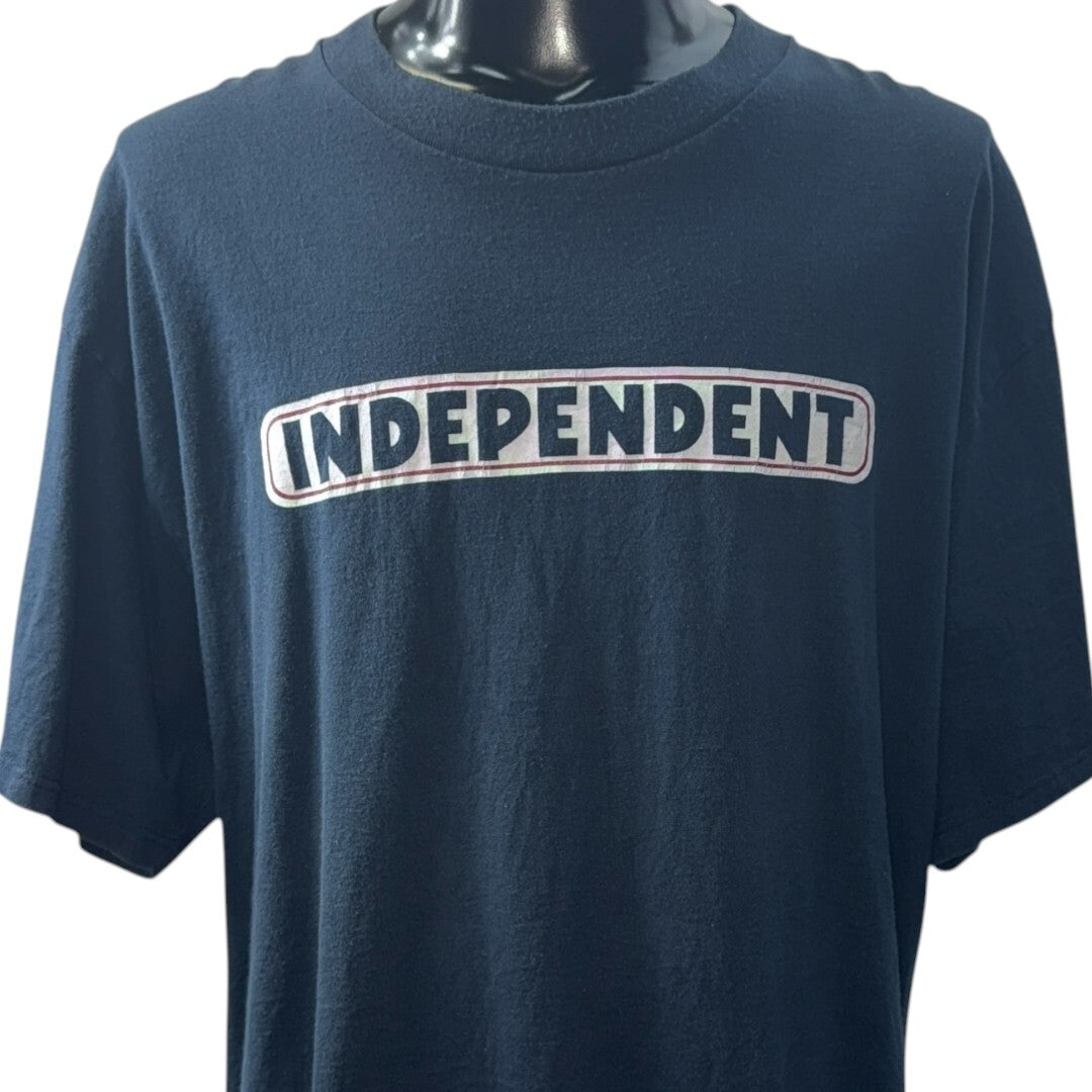 INDEPENDENT 00s Bar Logo Vintage T-Shirt Navy Size XL