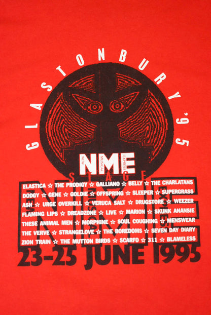 GLASTONBURY 90s NME Prodigy Graphic T-Shirt Red Size XL