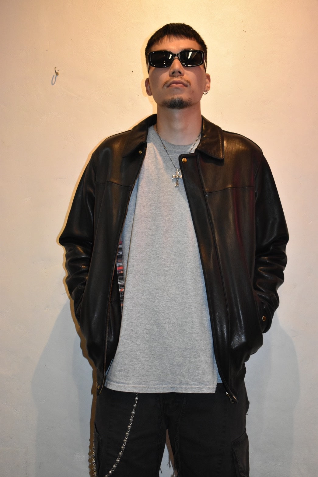 PHENOMENON Black Sheep Leather Long Sleeve Shirt Size M