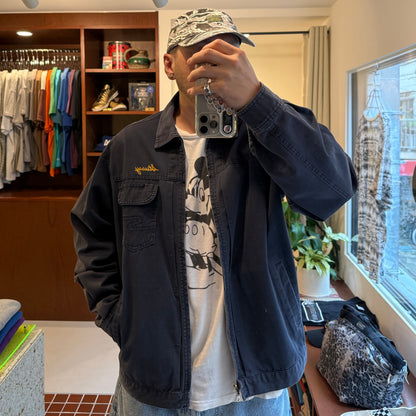 STUSSY 00s USA Made Faded Cotton Work Jacket Navy Size XL
