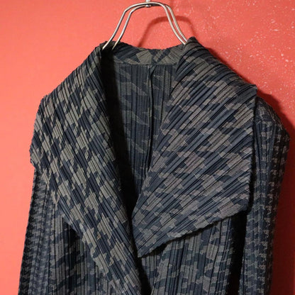PLEATS PLEASE 15AW Gray Houndstooth Breasted P-Coat Size 3