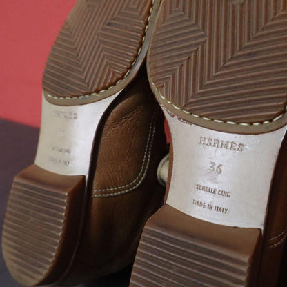 Hermes Quick H Embroidery Leather Sneakers Beige Size 36