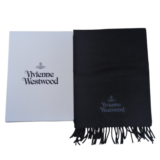 Vivienne Westwood Black Orb Logo Wool Muffler