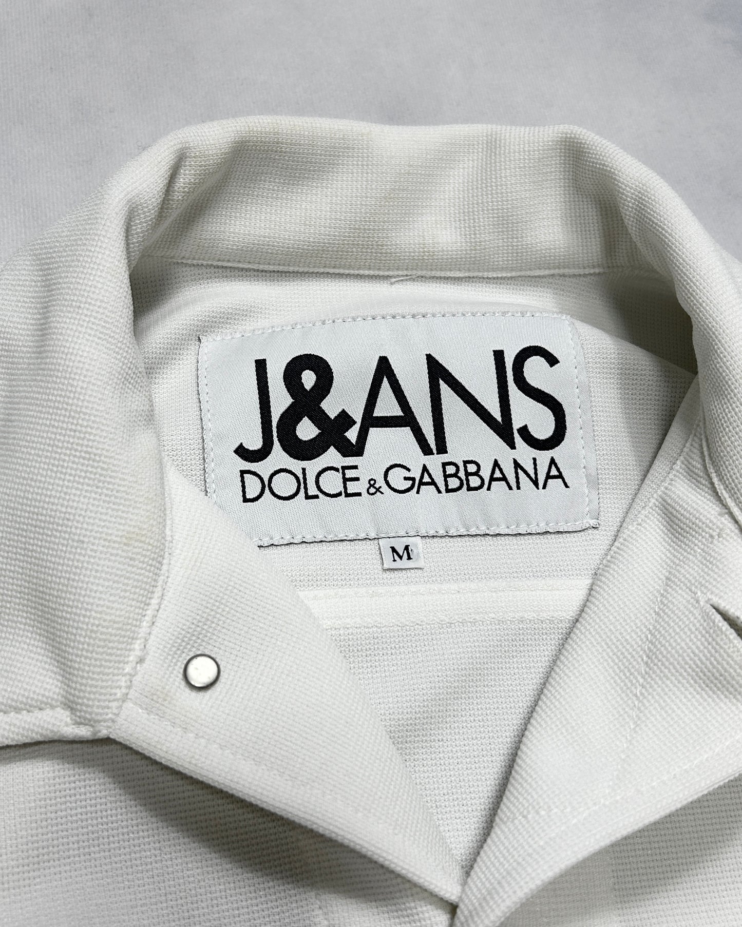 J&ANS DOLCE&GABBANA White Piqué Trucker Jacket Size M