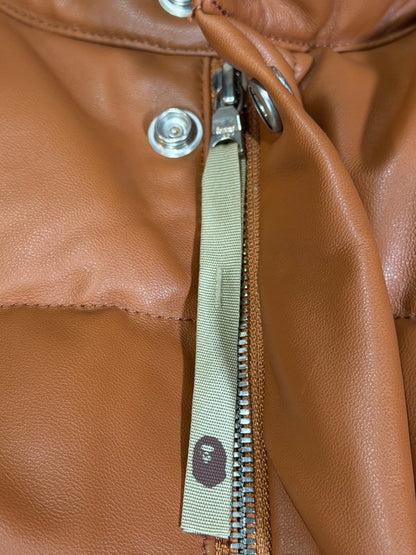 Bape Leather Classic Down Jacket Brown Size S