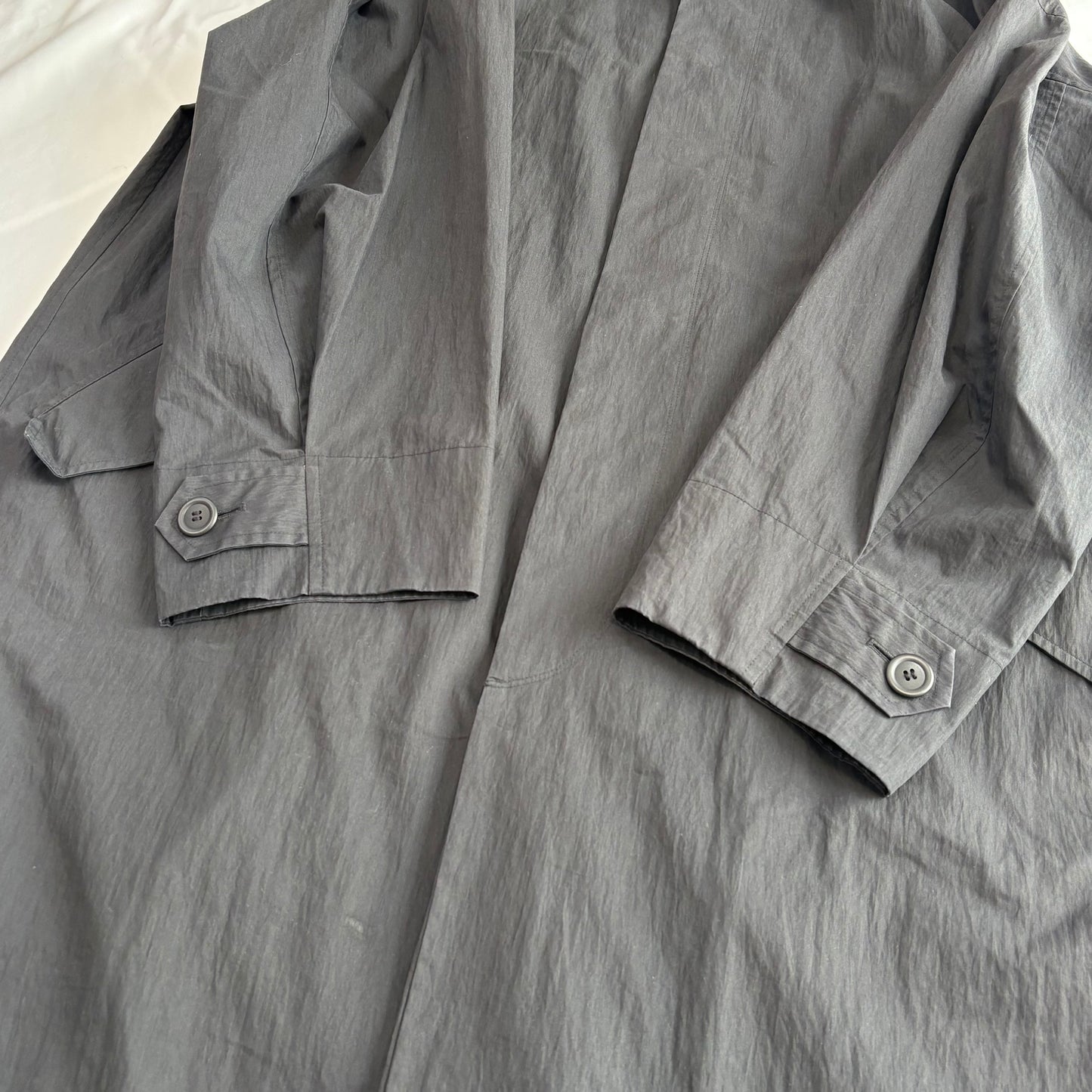 WINDCOAT 90s-00s Black Cotton/Nylon Overcoat Size L