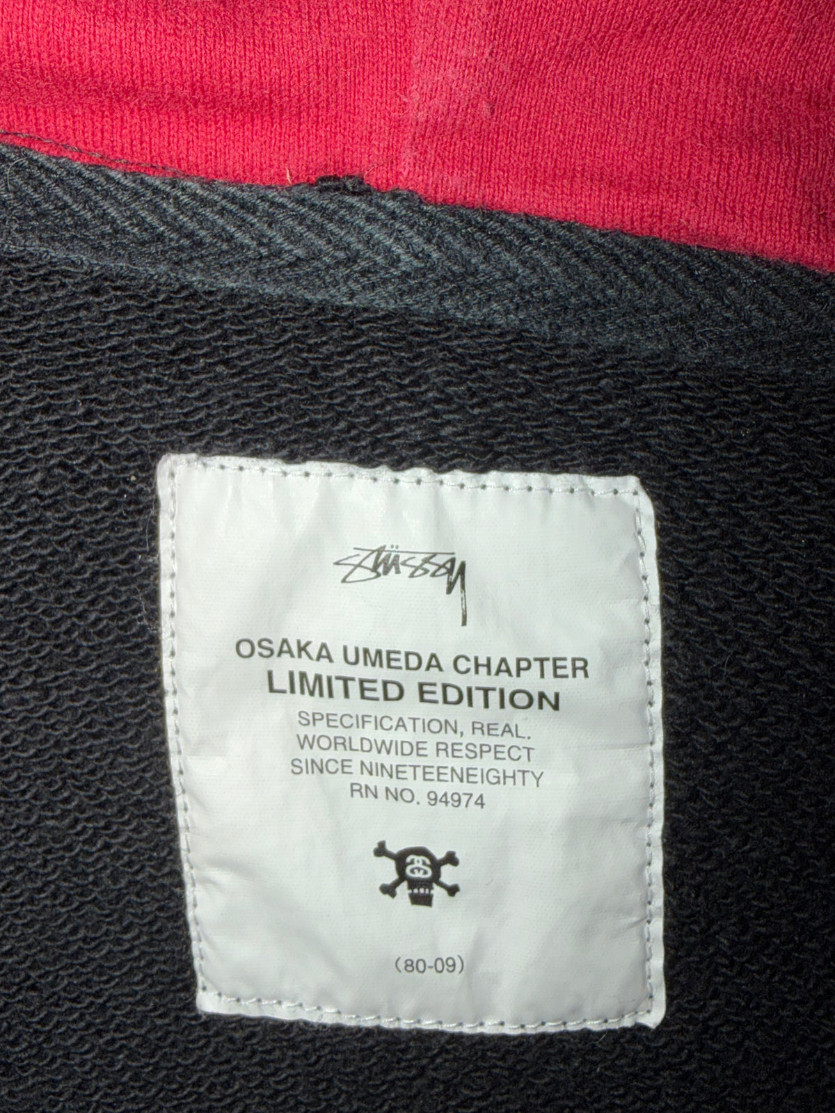 Stussy Osaka Umeda Exclusive 3/4 Sleeve Hoodie Black Size L