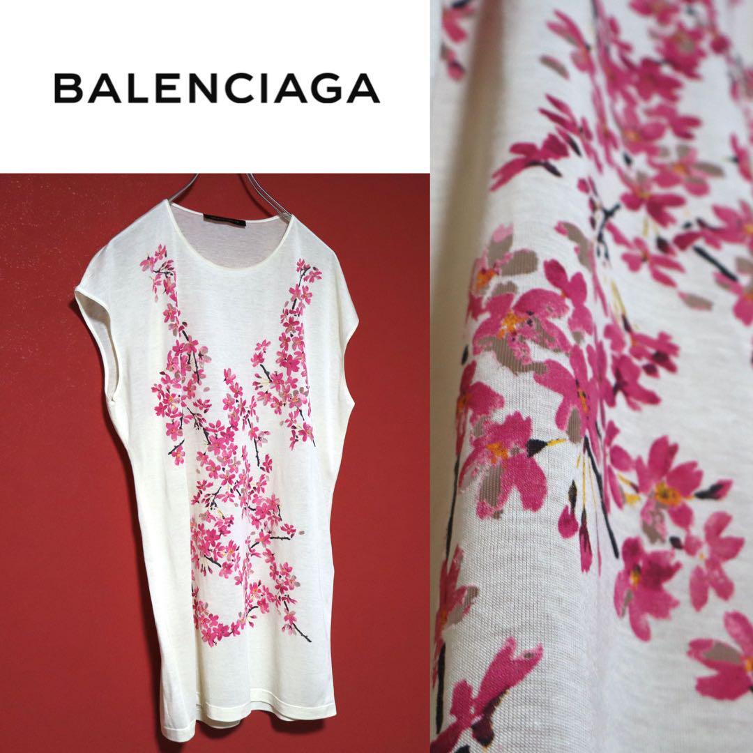 Balenciaga Rare Vintage Cherry Blossom Sheer Long Sleeve Size L