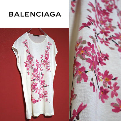 Balenciaga Rare Vintage Cherry Blossom Sheer Long Sleeve Size L