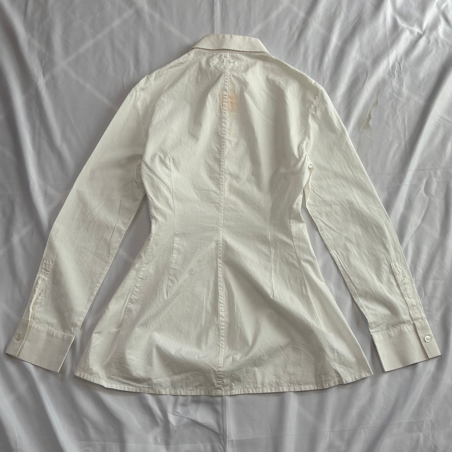 Y's 80s-90s White Cotton Flare Design Shirt Size 3