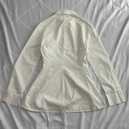 Y's 80s-90s White Cotton Flare Design Shirt Size 3