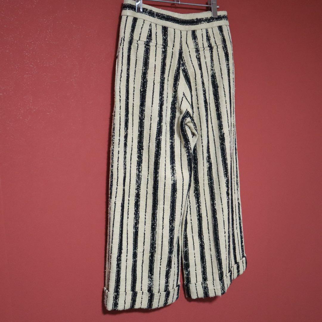 Christian Dior Striped Silk Blend Wide Pants Size 40