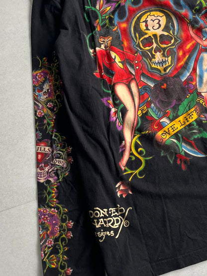 Ed Hardy Skull Black Long Sleeve Tee Size M