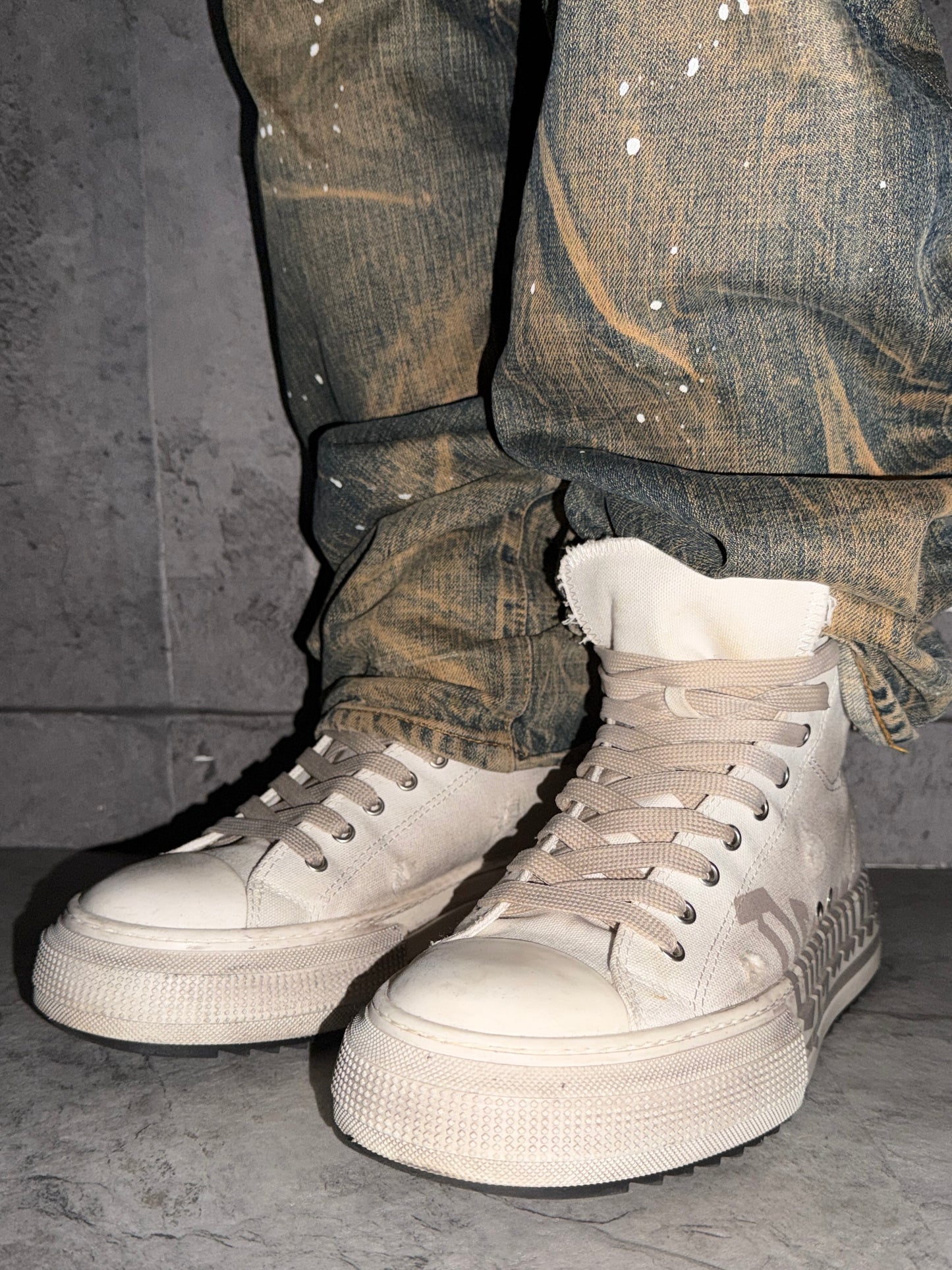 Dsquared2 Beige Distressed Sneakers Size EU 42