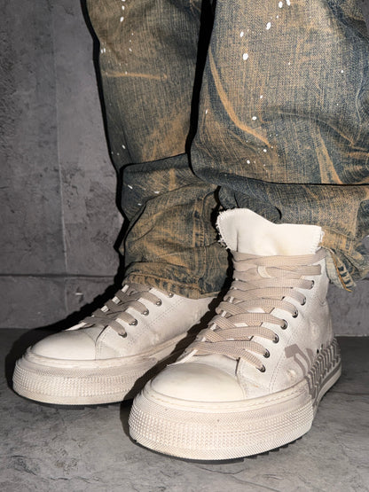 Dsquared2 Beige Distressed Sneakers Size EU 42