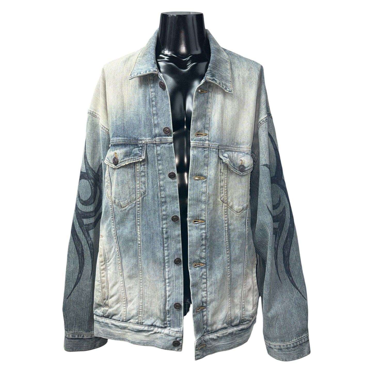 Balenciaga 24 Summer Tattoo Denim Jacket Size L