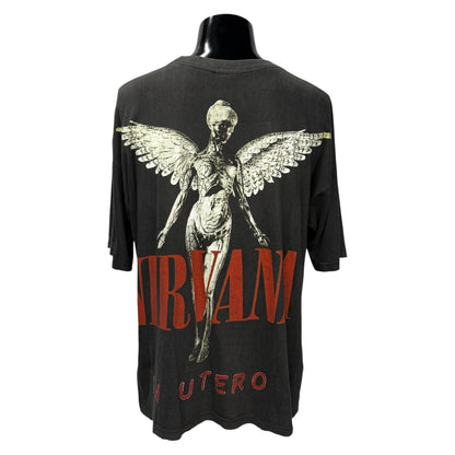 NIRVANA 90s Vintage Kurt Cobain In Album T-Shirt Size XL
