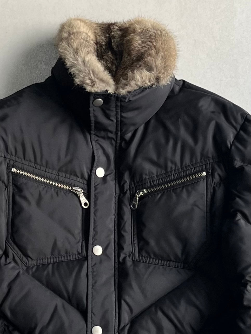 Vintage HAMNETT Black Rabbit Fur Down Jacket Size L