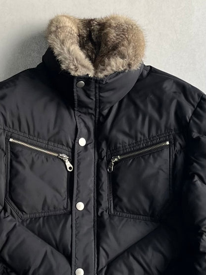 Vintage HAMNETT Black Rabbit Fur Down Jacket Size L