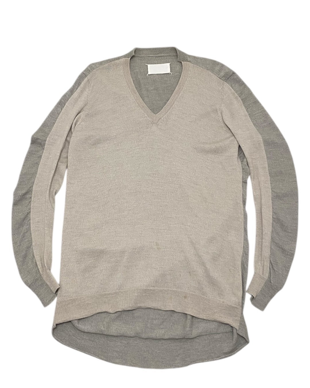 Maison Margiela Beige V-Neck Knit Sweater White Tag