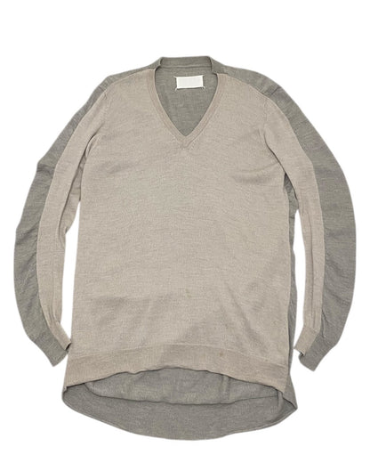 Maison Margiela Beige V-Neck Knit Sweater White Tag