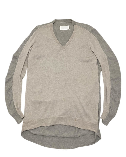 Maison Margiela Beige V-Neck Knit Sweater White Tag