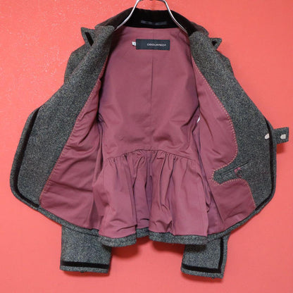 Dsquared2 Gray Herringbone Tweed Velour-Trim Cropped Size XS
