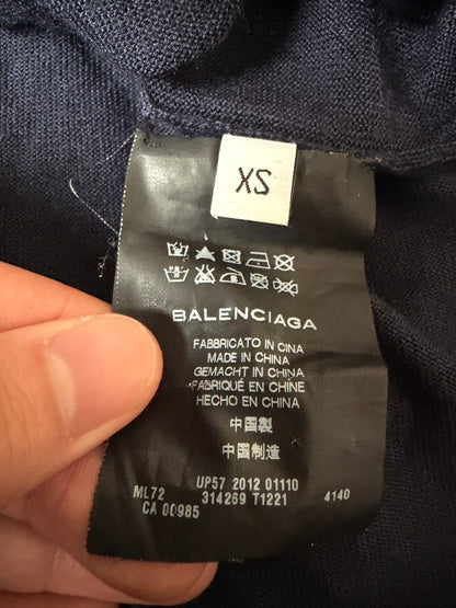 BALENCIAGA AW12 Wool Silk Panel Knit Cardigan Navy Size XS