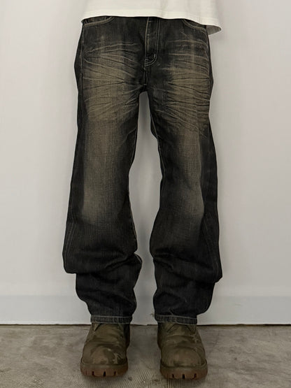 Neighborhood Damaged Black Jeans Size M