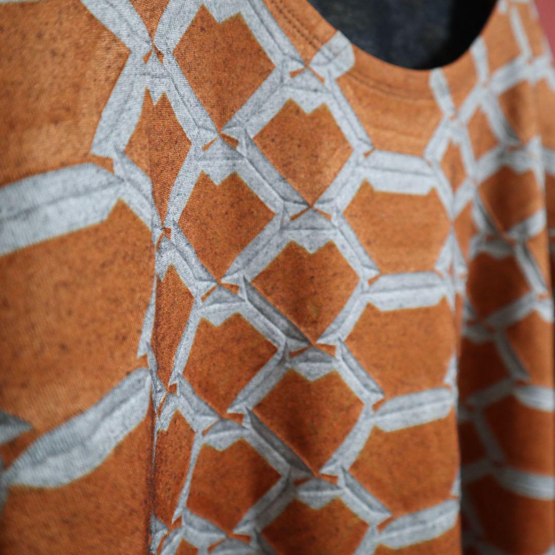 Issey Miyake Archive Patterned Pleated Orange T-Shirt Size 2