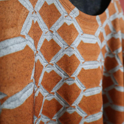 Issey Miyake Archive Patterned Pleated Orange T-Shirt Size 2