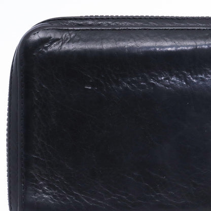 CHROME HEARTS REC F Zip Black Leather Plain Wallet Size F