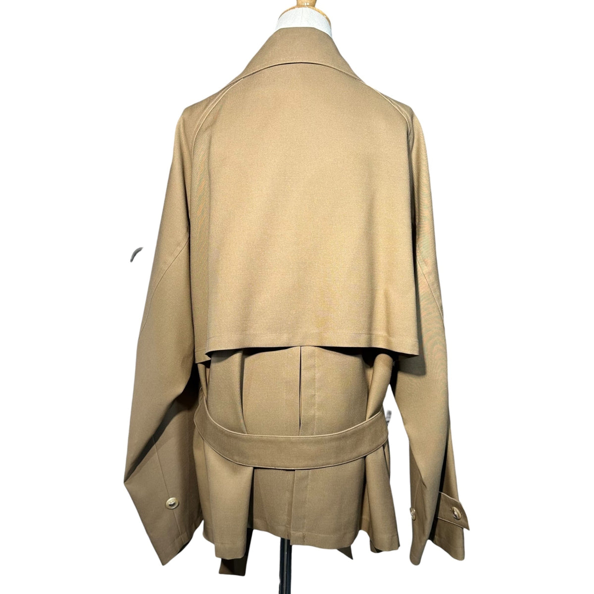 Blanc YM Wide Short Trench Wool Coat Brown Size S