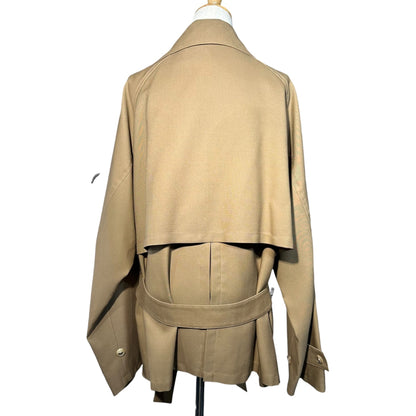 Blanc YM Wide Short Trench Wool Coat Brown Size S