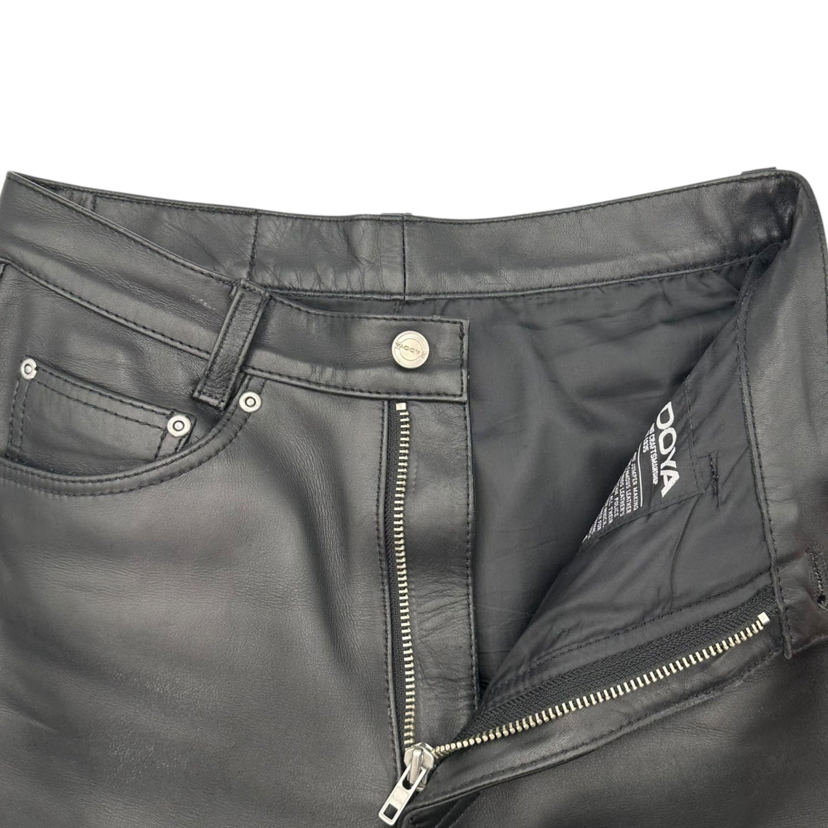KADOYA Leather Biker Pants Black Size W30