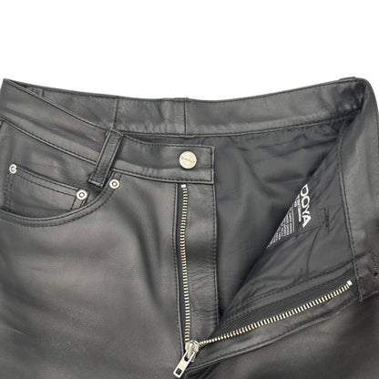 KADOYA Leather Biker Pants Black Size W30