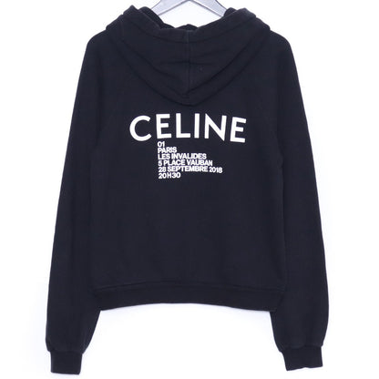 CELINE Back Print Logo Pullover Hoodie Black Size XS