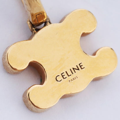 CELINE Triomphe Rhinestone Earrings Gold Size F