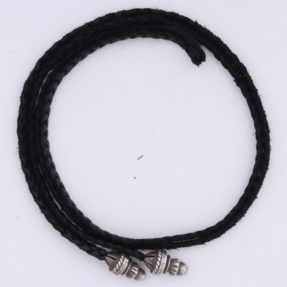 CHROME HEARTS Leather Braid Bolo Tip Necklace Black Size F