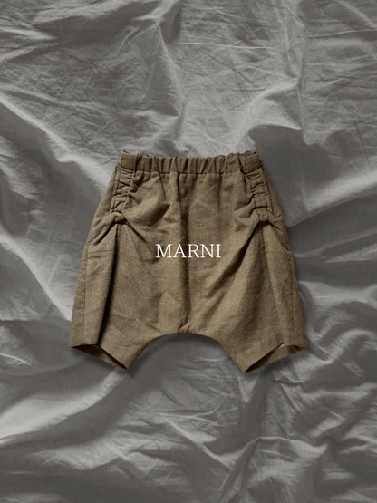 MARNI 2010s Wool Drop Crotch Shorts Side Gather Size 38
