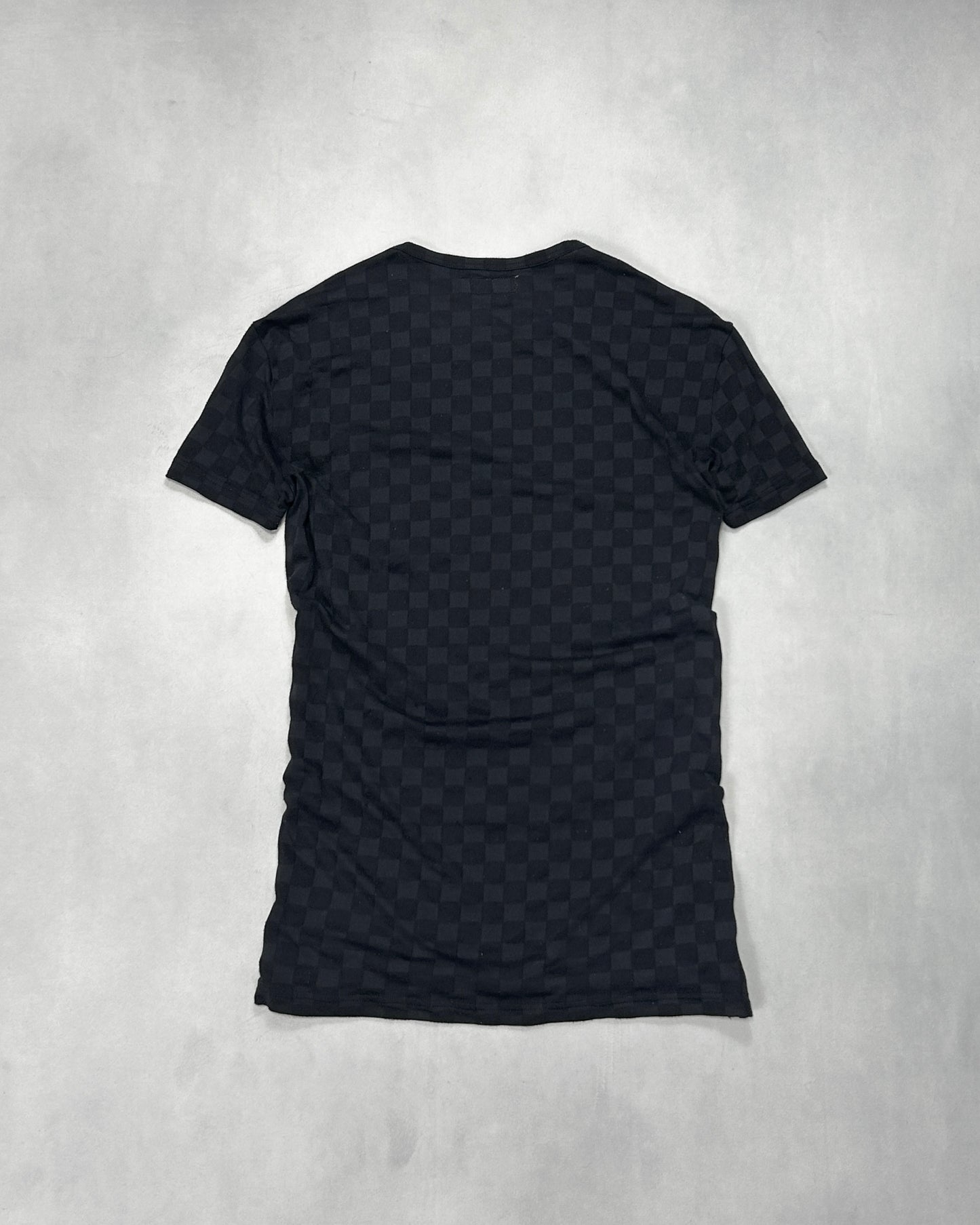 Emporio Armani Black Plaid Stretch Nylon T-Shirt Size L
