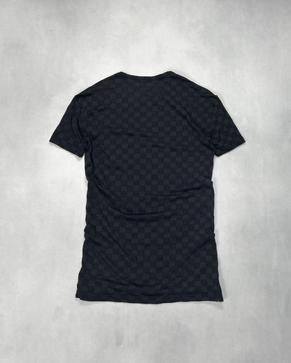 Emporio Armani Black Plaid Stretch Nylon T-Shirt Size L
