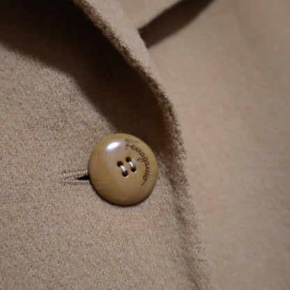 Salvatore Ferragamo Beige Wool Chesterfield Coat Size 40