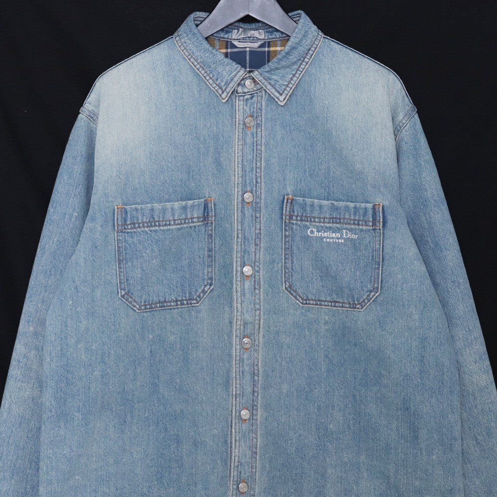 DIOR 25SS Cotton Denim Overshirt Indigo Shirt Size 39