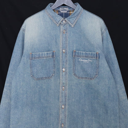 DIOR 25SS Cotton Denim Overshirt Indigo Shirt Size 39