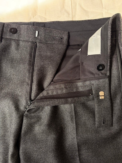 Dior HOMME AW15 Wool Trousers Leather Piping Grey Size 46